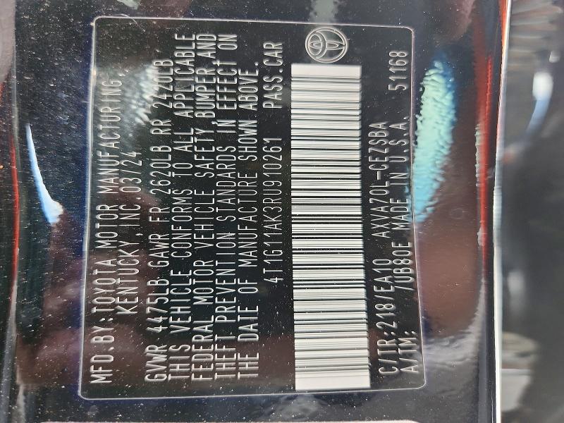 Aukcja sprzedaży 2024 Toyota Camry, vin: 4T1G11AK3RU910261, numer aukcji: 61496446