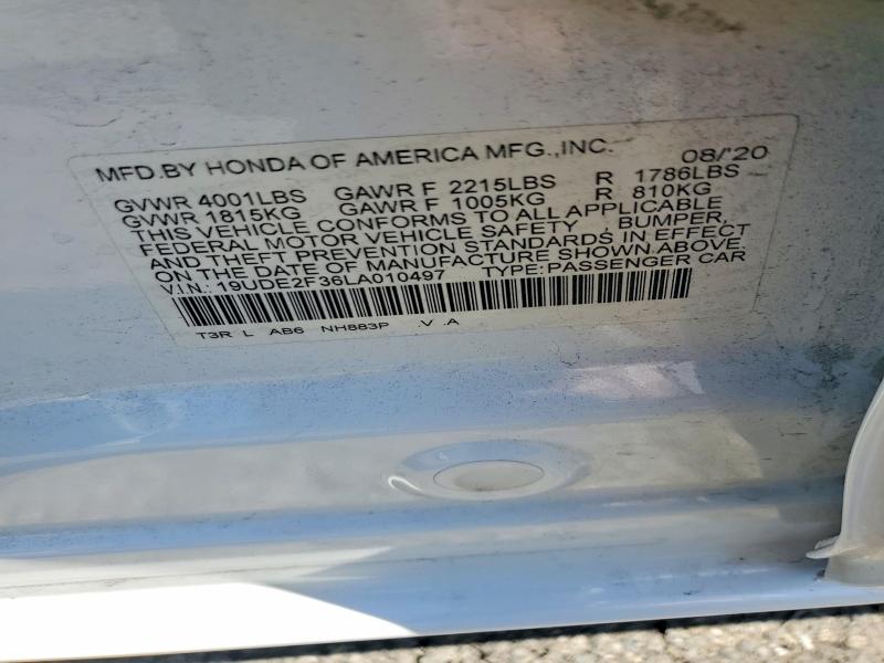 Aukcja sprzedaży 2020 Acura Ilx, vin: 19UDE2F36LA010497, numer aukcji: 60279396
