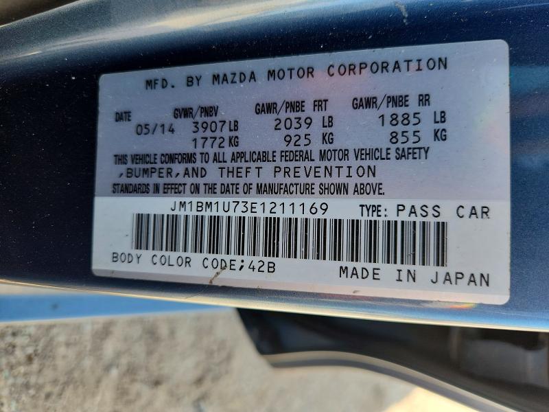 61865056 :رقم المزاد ، JM1BM1U73E1211169 vin ، 2014 Mazda 3 مزاد بيع