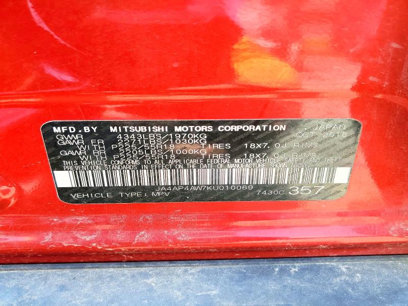 Продаж на аукціоні авто 2019 Mitsubishi Outlander Sport, vin: JA4AP4AW7KU010069, номер лоту: 62019256