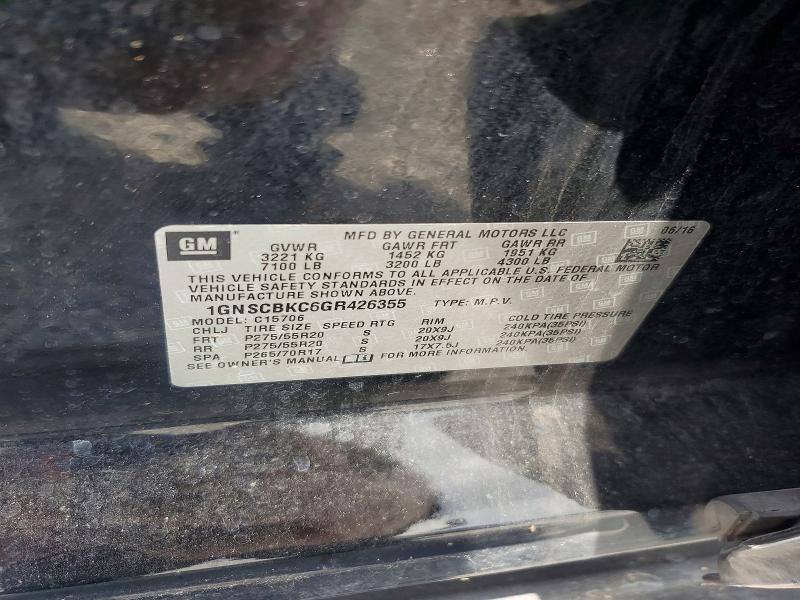 Продаж на аукціоні авто 2016 Chevrolet Tahoe, vin: 1GNSCBKC6GR426355, номер лоту: 73340835