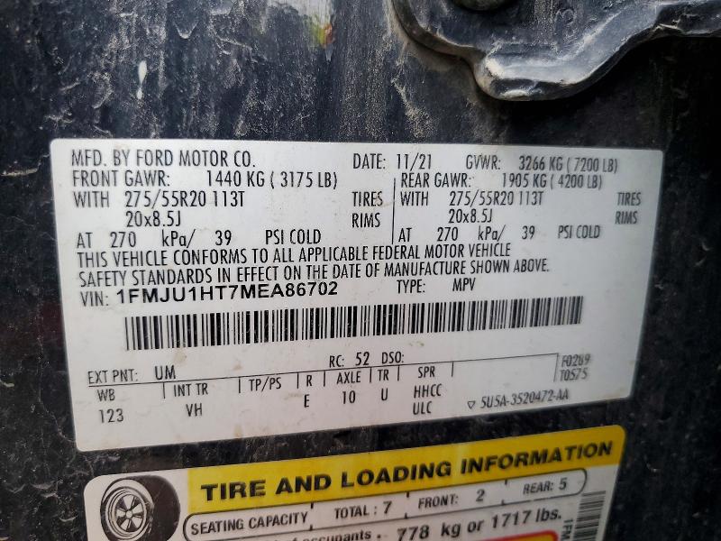 Aukcja sprzedaży 2021 Ford Expedition, vin: 1FMJU1HT7MEA86702, numer aukcji: 62316236