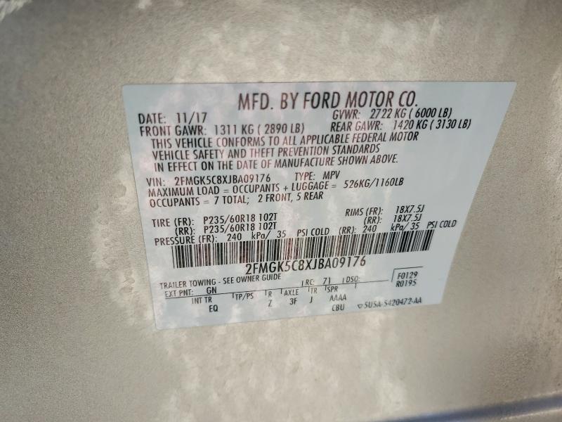 Продаж на аукціоні авто 2018 Ford Flex, vin: 2FMGK5C8XJBA09176, номер лоту: 59378616