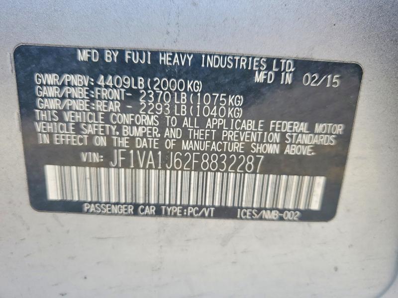 63353276 :رقم المزاد ، JF1VA1J62F8832287 vin ، 2015 Subaru Wrx مزاد بيع