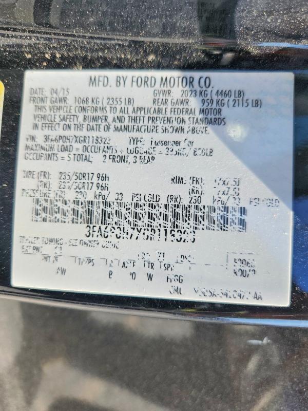 Aukcja sprzedaży 2016 Ford Fusion, vin: 3FA6P0H7XGR118323, numer aukcji: 62809956