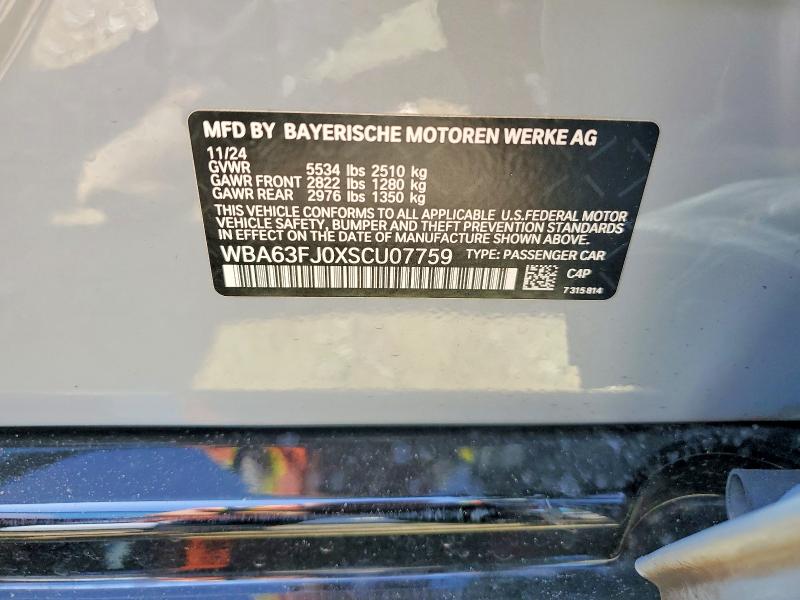 Aukcja sprzedaży 2025 Bmw 540, vin: WBA63FJ0XSCU07759, numer aukcji: 59318376