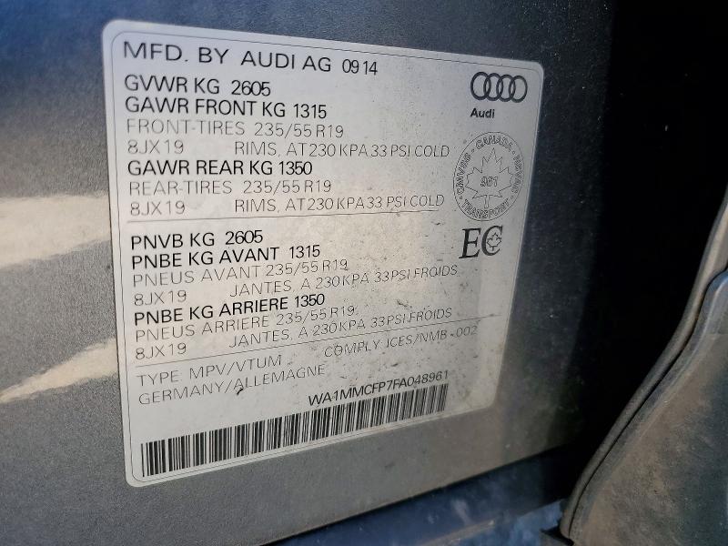 Aukcja sprzedaży 2015 Audi Q5, vin: WA1MMCFP7FA048961, numer aukcji: 63185486