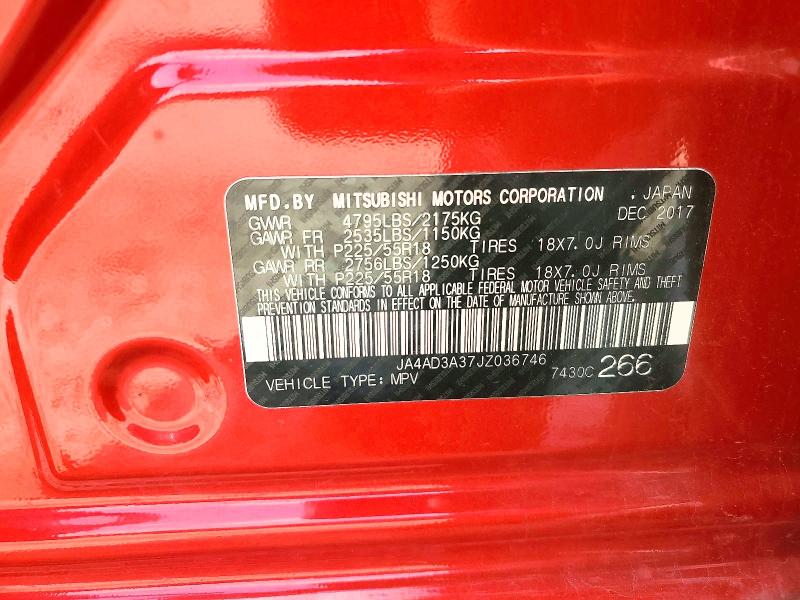 2018 Mitsubishi Outlander მანქანა იყიდება აუქციონზე, vin: JA4AD3A37JZ036746, აუქციონის ნომერი: 61674396