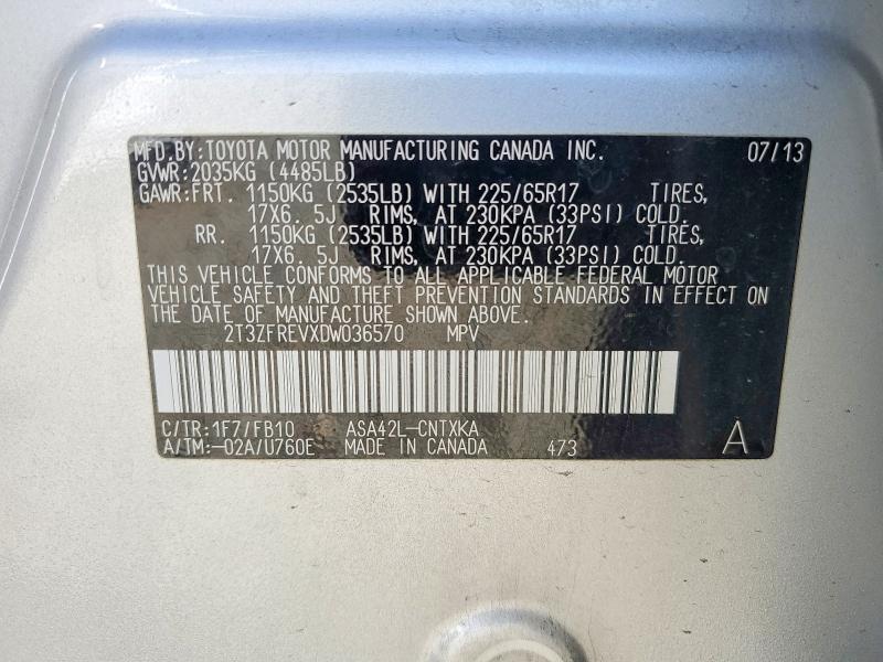 Aukcja sprzedaży 2013 Toyota Rav4, vin: 2T3ZFREVXDW036570, numer aukcji: 63037056