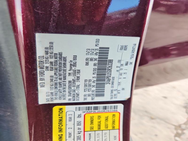 2013 Ford Fusion მანქანა იყიდება აუქციონზე, vin: 3FA6P0LU5DR263388, აუქციონის ნომერი: 63422476