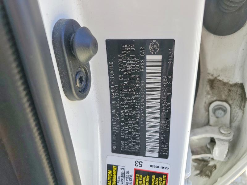 Продажа на аукционе авто 2022 Toyota Camry, vin: 4T1K31AK3NU033530, номер лота: 62525886