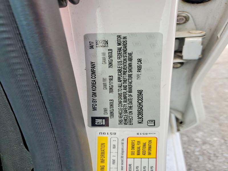 Aukcja sprzedaży 2017 Chevrolet Spark, vin: KL8CB6SA5HC820948, numer aukcji: 61605626