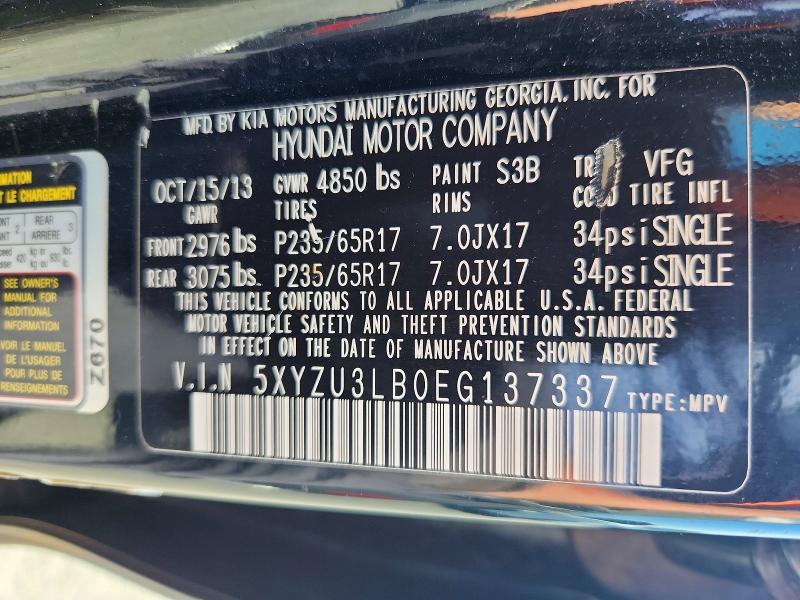 2014 Hyundai Santa Fe Sport მანქანა იყიდება აუქციონზე, vin: 5XYZU3LB0EG137337, აუქციონის ნომერი: 59317886