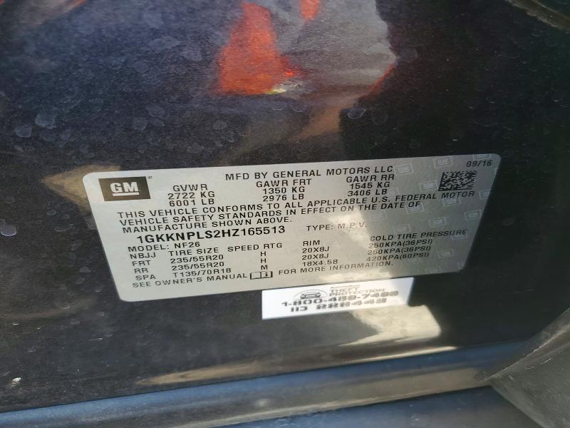 Aukcja sprzedaży 2017 Gmc Acadia, vin: 1GKKNPLS2HZ165513, numer aukcji: 62868186