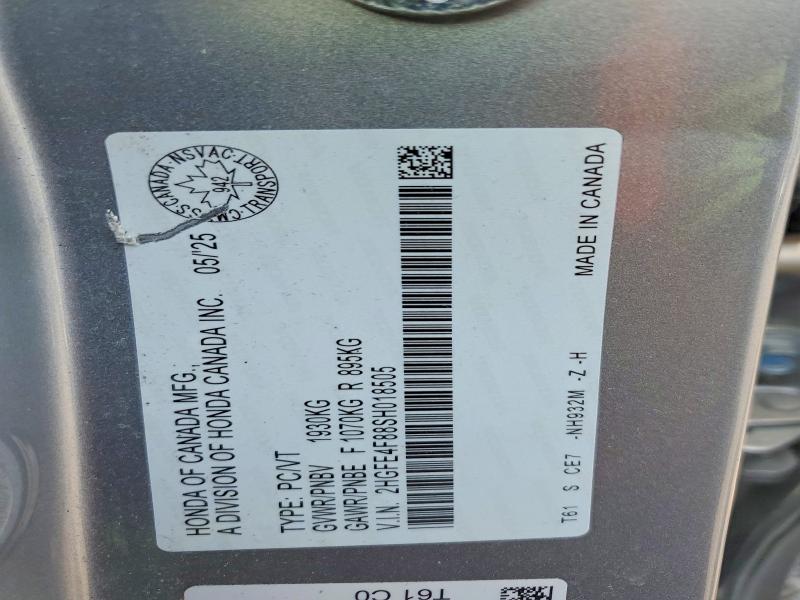 2025 Honda Civic მანქანა იყიდება აუქციონზე, vin: 2HGFE4F88SH018505, აუქციონის ნომერი: 61724886