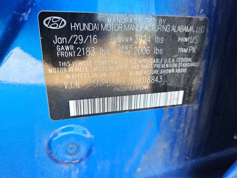Продажа на аукционе авто 2017 Hyundai Elantra, vin: 5NPD84LF7HH016843, номер лота: 60578406