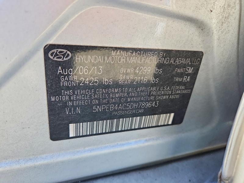 Aukcja sprzedaży 2013 Hyundai Sonata, vin: 5NPEB4AC5DH789643, numer aukcji: 60841306
