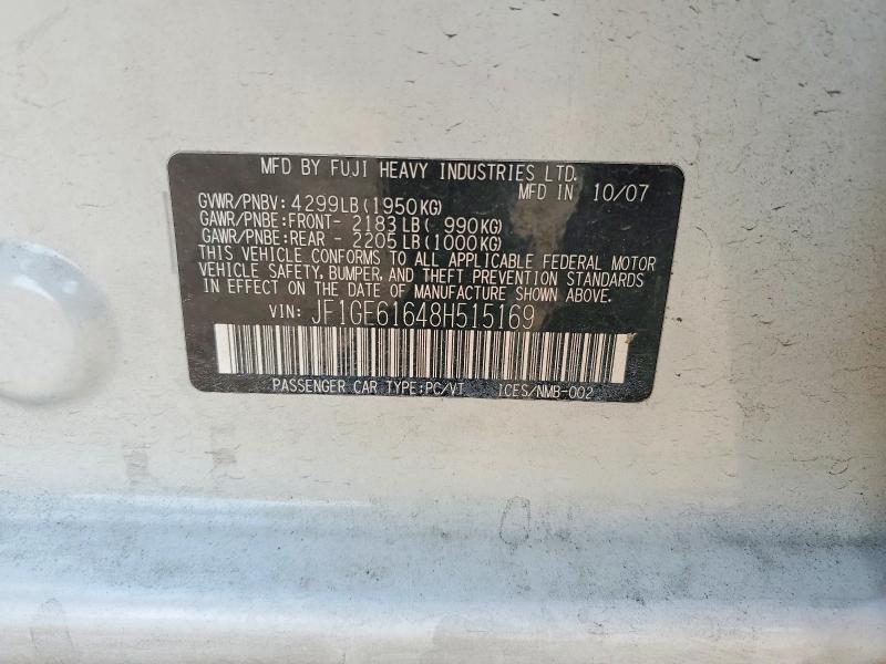 61405096 :رقم المزاد ، JF1GE61648H515169 vin ، 2008 Subaru Impreza مزاد بيع