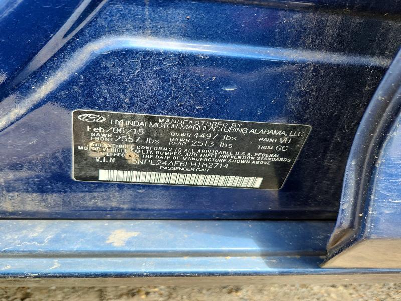 62040396 :رقم المزاد ، 5NPE24AF6FH182714 vin ، 2015 Hyundai Sonata مزاد بيع