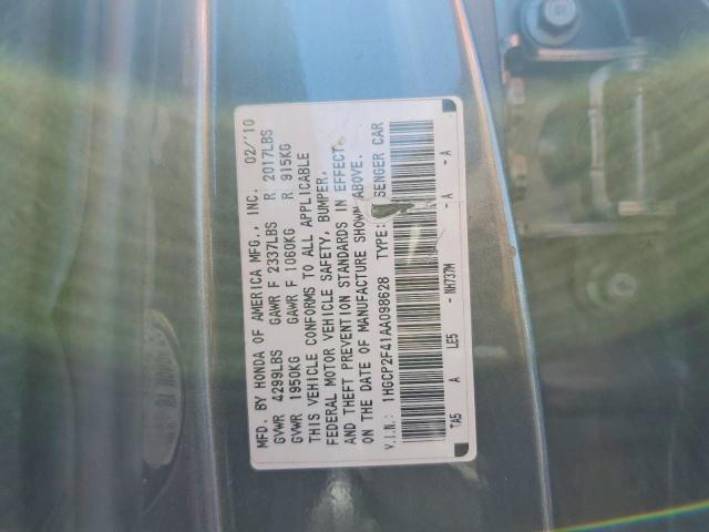2010 Honda Accord მანქანა იყიდება აუქციონზე, vin: 1HGCP2F41AA098628, აუქციონის ნომერი: 60168836