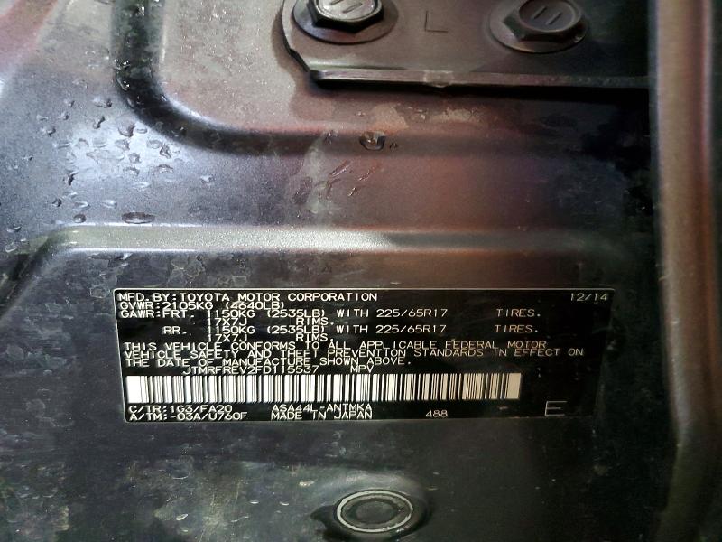 Aukcja sprzedaży 2015 Toyota Rav4, vin: JTMRFREV2FD115537, numer aukcji: 60472256
