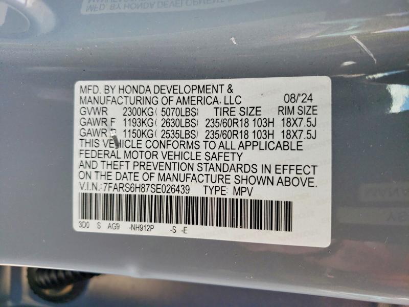 60140026 :رقم المزاد ، 7FARS6H87SE026439 vin ، 2025 Honda Cr-v مزاد بيع