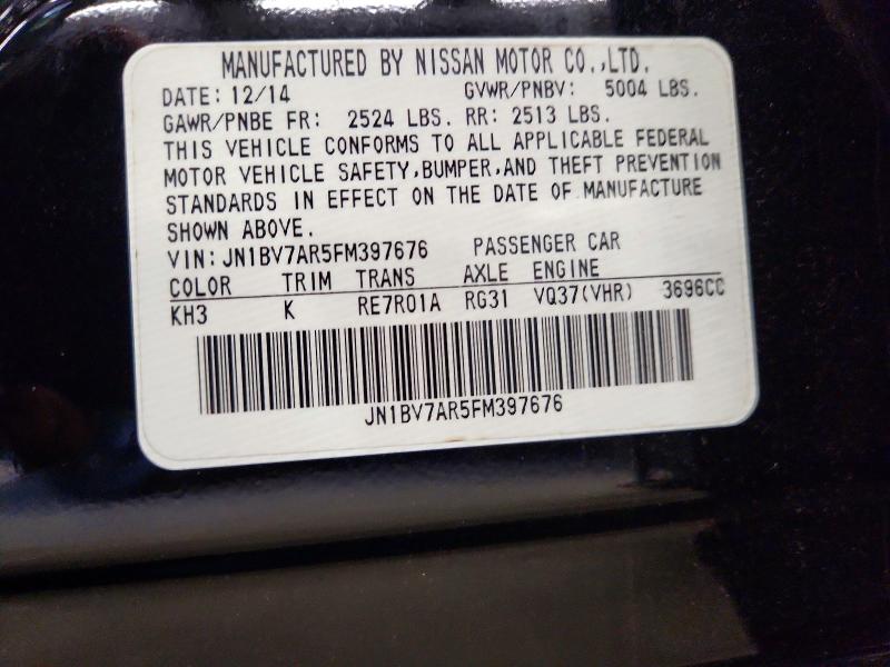 62209626 :رقم المزاد ، JN1BV7AR5FM397676 vin ، 2015 Infiniti Q50 مزاد بيع