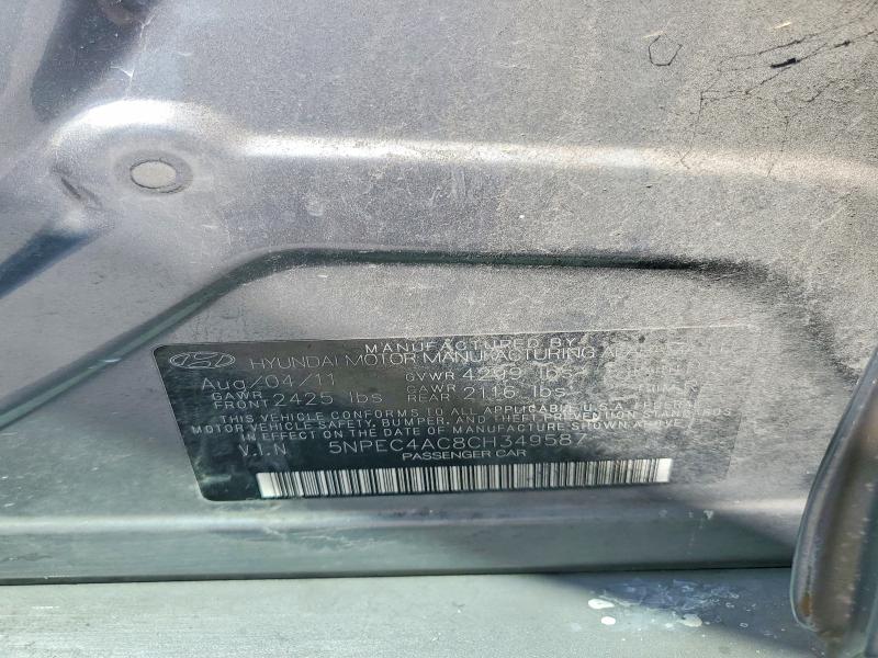 2012 Hyundai Sonata მანქანა იყიდება აუქციონზე, vin: 5NPEC4AC8CH349587, აუქციონის ნომერი: 61925766