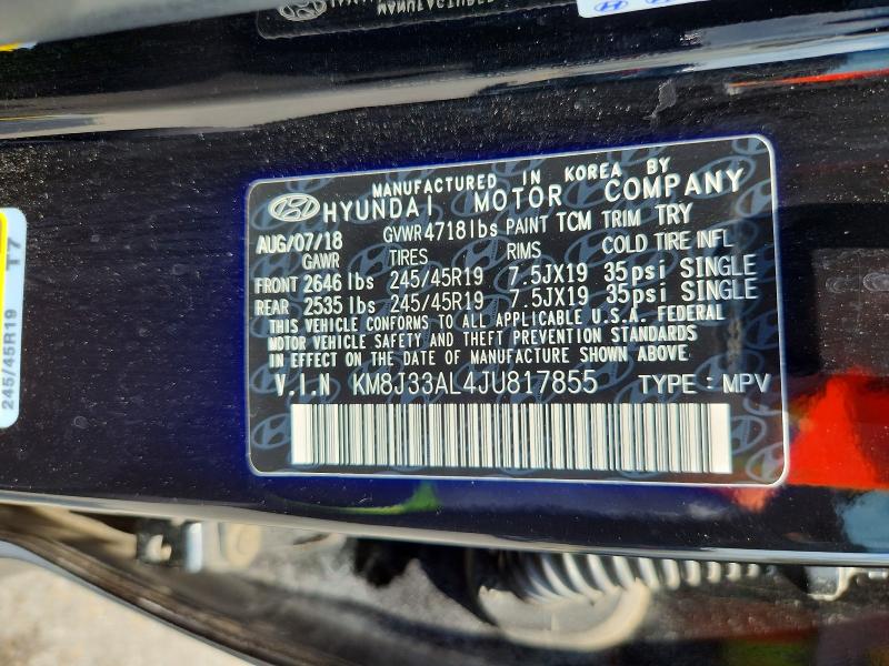 Продажа на аукционе авто 2018 Hyundai Tucson, vin: KM8J33AL4JU817855, номер лота: 63356066