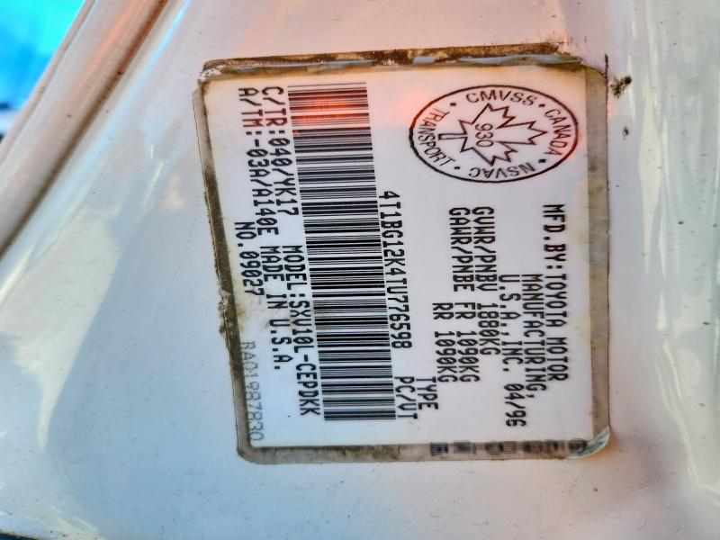 1996 Toyota Camry მანქანა იყიდება აუქციონზე, vin: 4T1BG12K4TU776598, აუქციონის ნომერი: 59281756