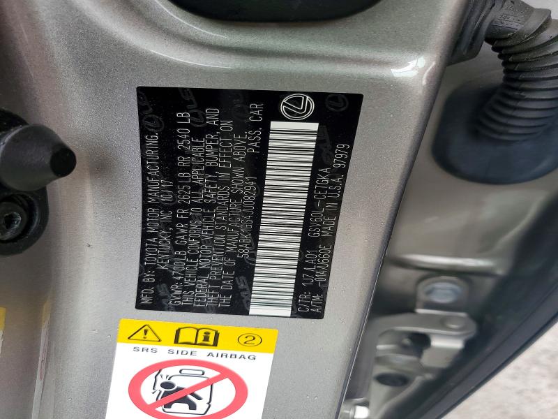 60361496 :رقم المزاد ، 58ABK1GG4JU082941 vin ، 2018 Lexus Es مزاد بيع