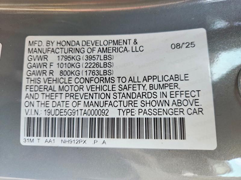 Продажа на аукционе авто 2026 Acura Integra, vin: 19UDE5G91TA000092, номер лота: 62525926
