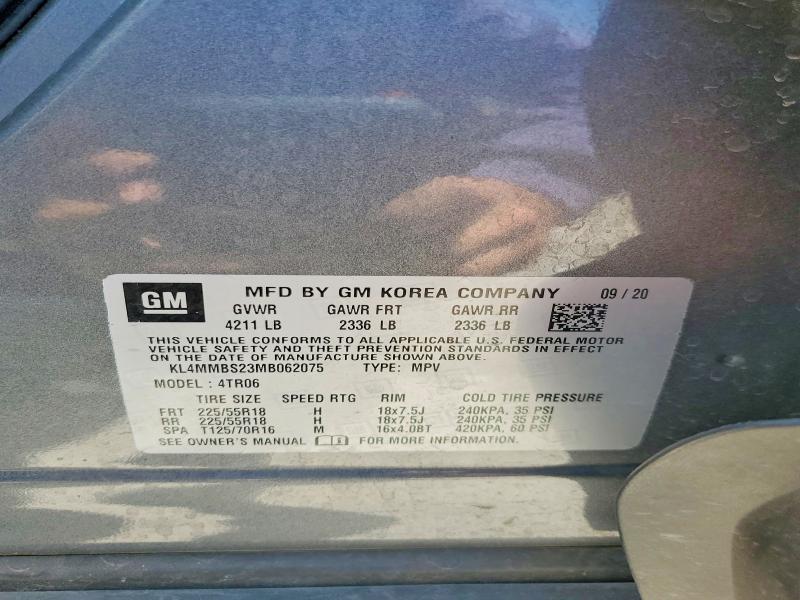 2021 Buick Encore Gx მანქანა იყიდება აუქციონზე, vin: KL4MMBS23MB062075, აუქციონის ნომერი: 62941496