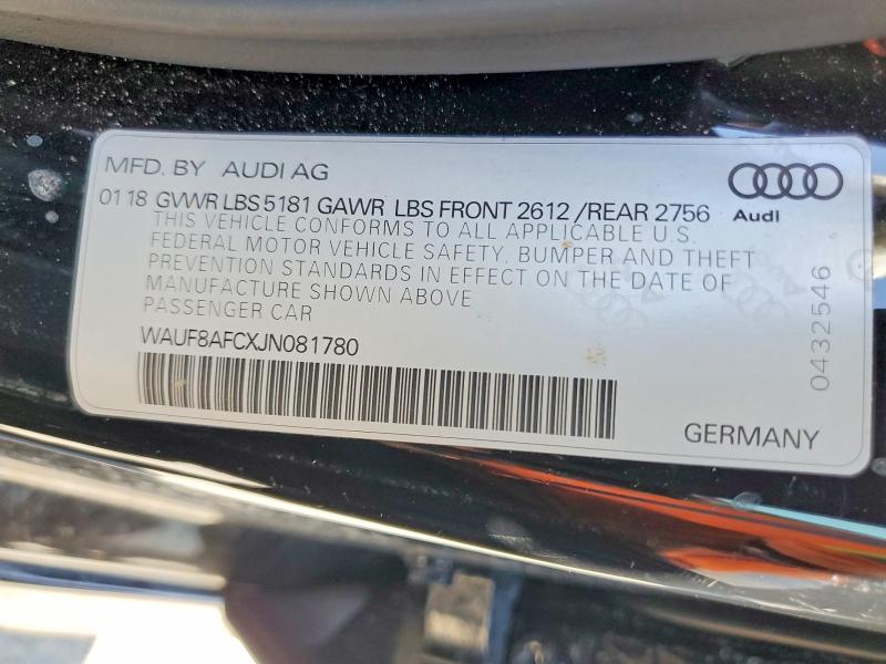 Продаж на аукціоні авто 2018 Audi A6, vin: WAUF8AFCXJN081780, номер лоту: 60713806