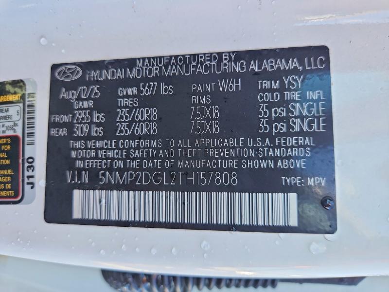 62411406 :رقم المزاد ، 5NMP2DGL2TH157808 vin ، 2026 Hyundai Santa Fe مزاد بيع