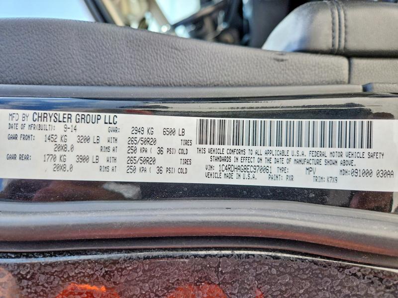 61576746 :رقم المزاد ، 1C4RDHAG8EC970061 vin ، 2014 Dodge Durango مزاد بيع