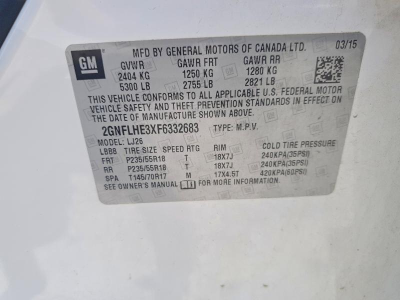 Продажа на аукционе авто 2015 Chevrolet Equinox, vin: 2GNFLHE3XF6332683, номер лота: 59399106