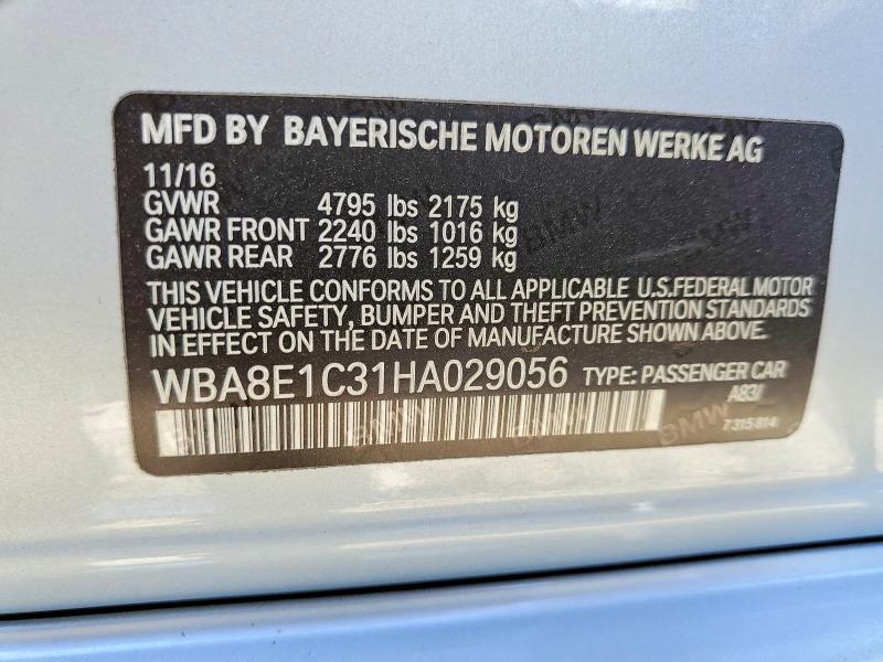 Aukcja sprzedaży 2017 Bmw 330e, vin: WBA8E1C31HA029056, numer aukcji: 60087986