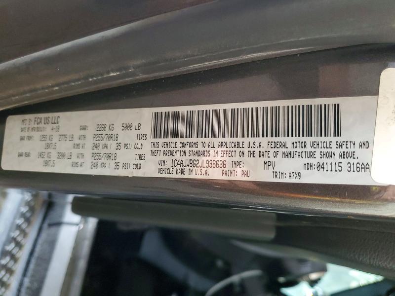 Продаж на аукціоні авто 2018 Jeep Wrangler, vin: 1C4AJWBG2JL936636, номер лоту: 61583456