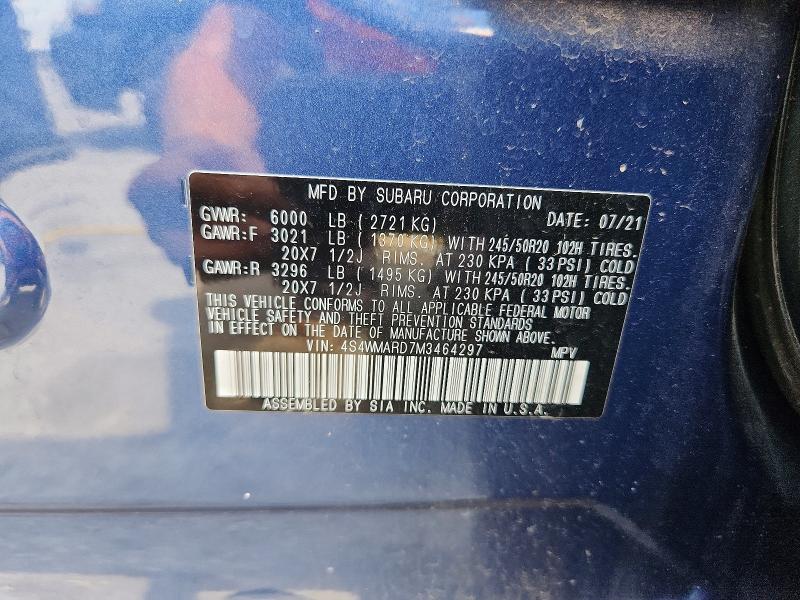 61143066 :رقم المزاد ، 4S4WMARD7M3464297 vin ، 2021 Subaru Ascent مزاد بيع