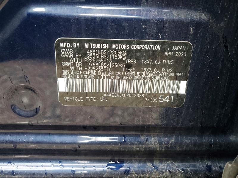 2020 Mitsubishi Outlander მანქანა იყიდება აუქციონზე, vin: JA4AZ3A3XLZ043338, აუქციონის ნომერი: 63214456