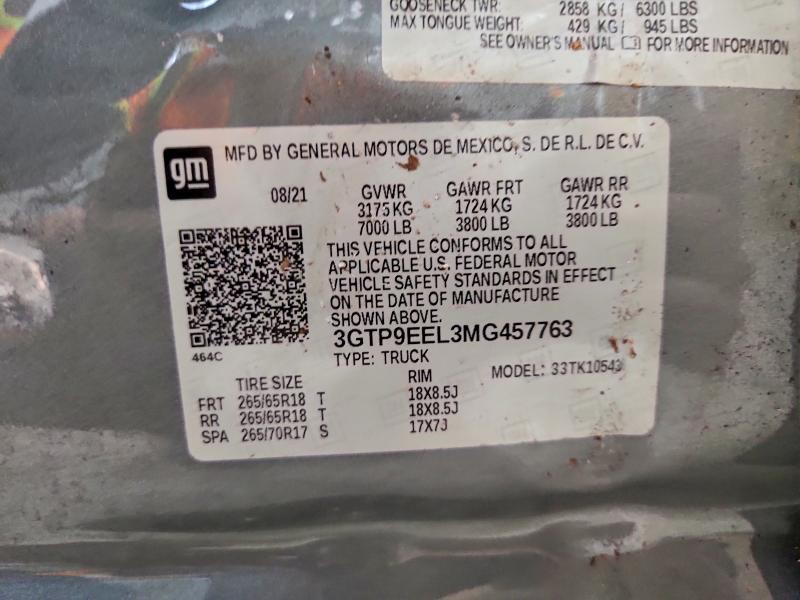 Продажа на аукционе авто 2021 Gmc Sierra, vin: 3GTP9EEL3MG457763, номер лота: 62639736
