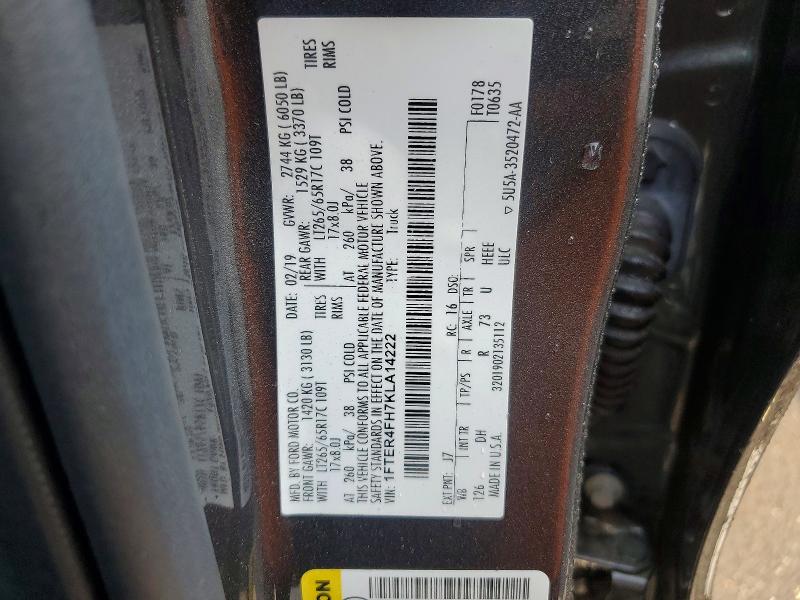 Продажа на аукционе авто 2019 Ford Ranger, vin: 1FTER4FH7KLA14222, номер лота: 60768236