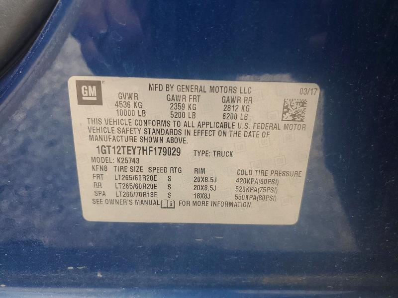 Продажа на аукционе авто 2017 Gmc Sierra, vin: 1GT12TEY7HF179029, номер лота: 60162926
