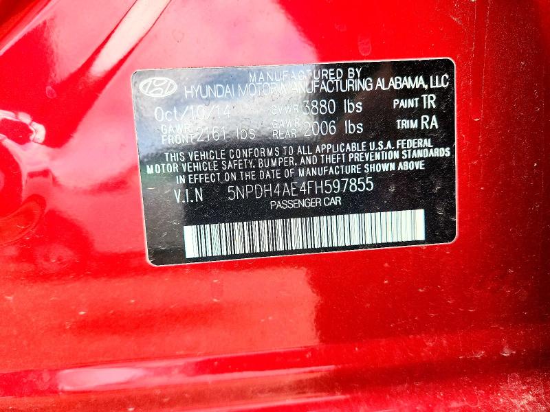 Продаж на аукціоні авто 2015 Hyundai Elantra, vin: 5NPDH4AE4FH597855, номер лоту: 61775906