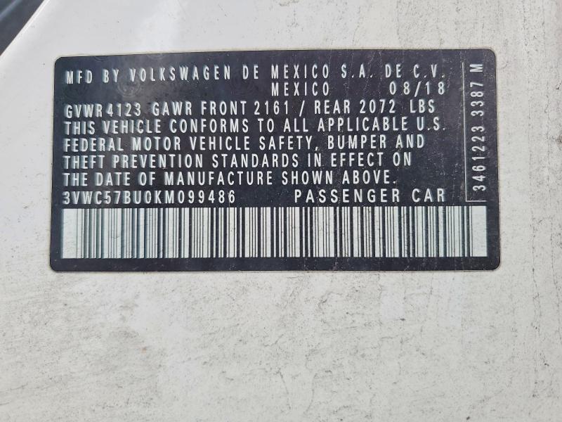 Продажа на аукционе авто 2019 Volkswagen Jetta, vin: 3VWC57BU0KM099486, номер лота: 59776906
