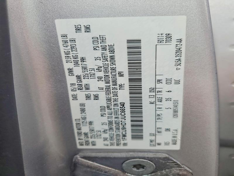 Aukcja sprzedaży 2018 Ford Escape, vin: 1FMCU9HD7JUC66540, numer aukcji: 60854106
