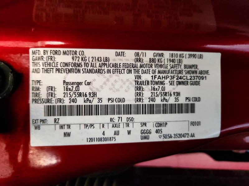 2012 Ford Focus მანქანა იყიდება აუქციონზე, vin: 1FAHP3F24CL237091, აუქციონის ნომერი: 60396496