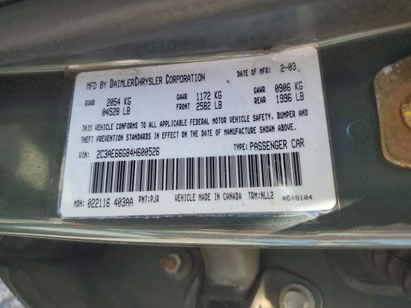 61891116 :رقم المزاد ، 2C3AE66G84H600526 vin ، 2004 Chrysler 300m مزاد بيع
