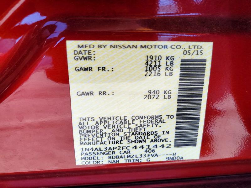 60164816 :رقم المزاد ، 1N4AL3AP2FC441442 vin ، 2015 Nissan Altima مزاد بيع